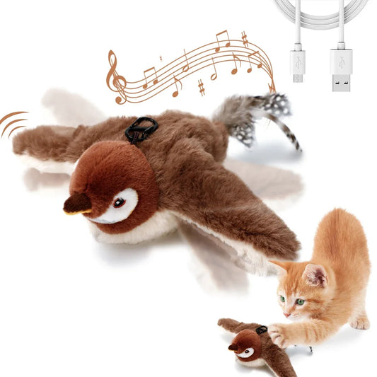 Flapping Bird Cat Toy Interactive Cat Toy Realistic Bird Sound Plush Cat Toy Catnip for Cats Kitten Toy Fun Indoor Kitten Toys